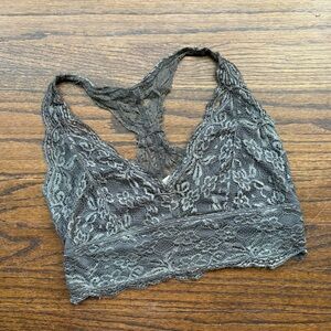 Nollie Lace Racerback Bralette Gray Large